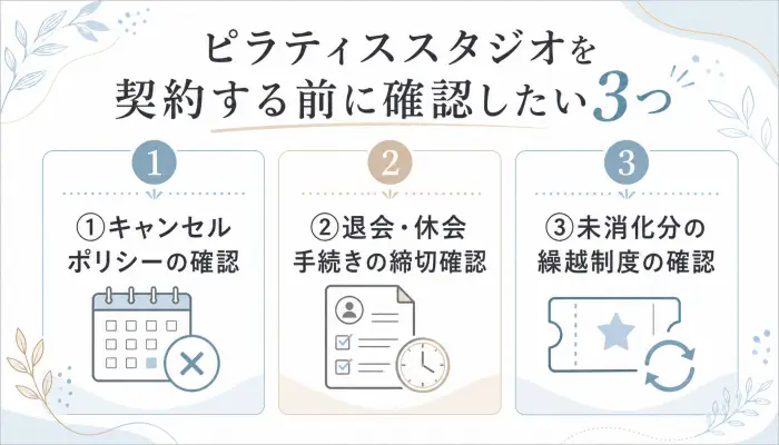 ピラティススタジオを契約する前に確認したい3つ